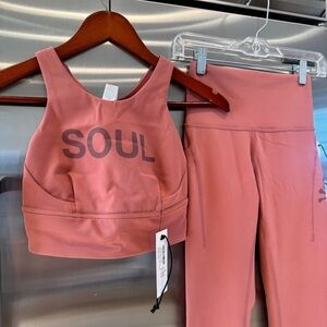 NWT Lululemon Soul Cycle Matching SET - Brier Rose Wunder Train Tight & Long Bra